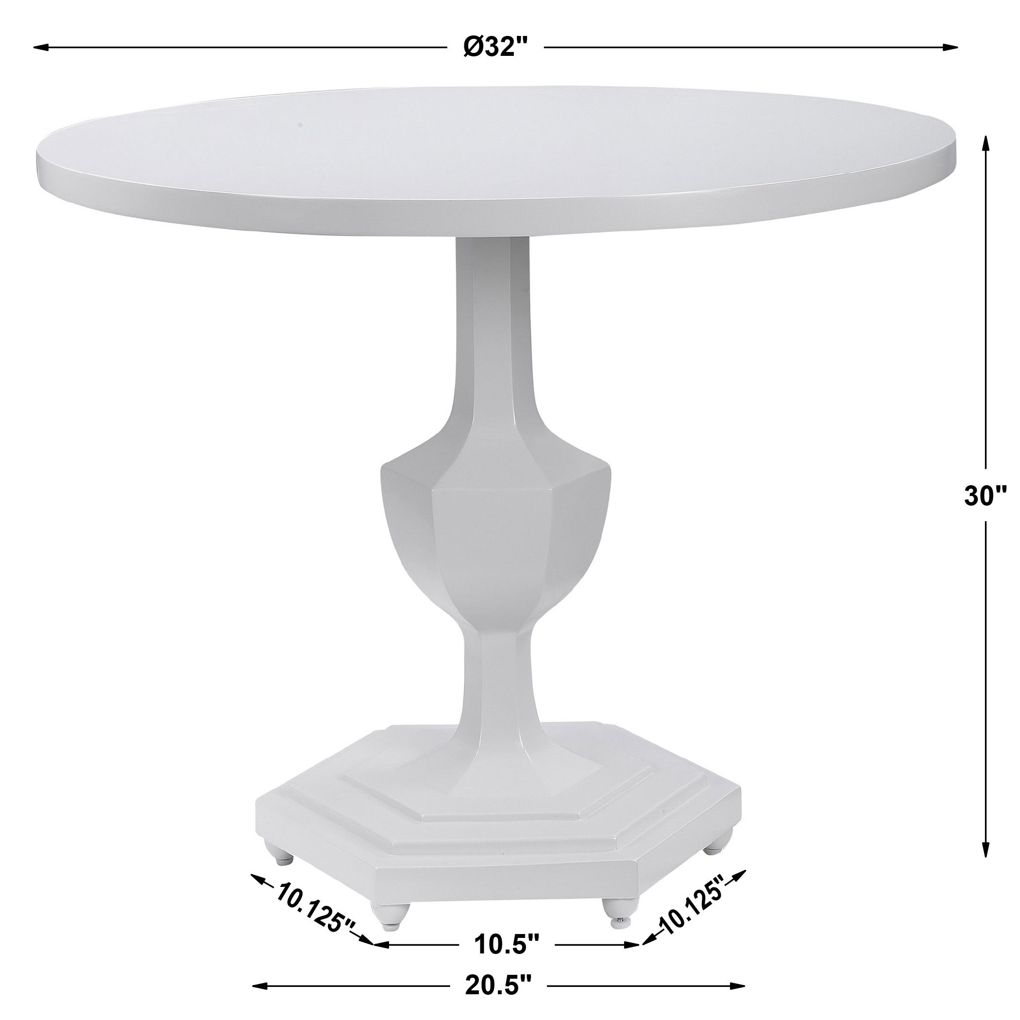 Kabarda White Foyer Table, Furniture by Uttermost, 32" width x 30" height x 32" depth View 3