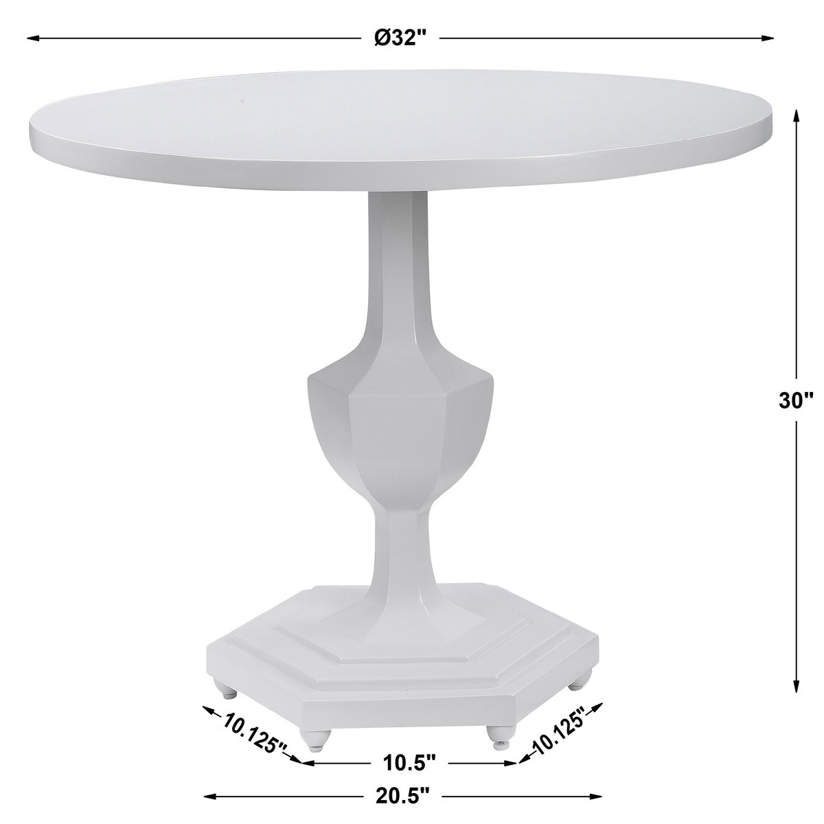 Kabarda White Foyer Table, Side & End Table by Uttermost, 32" width x 30" height x 32" depth View 3