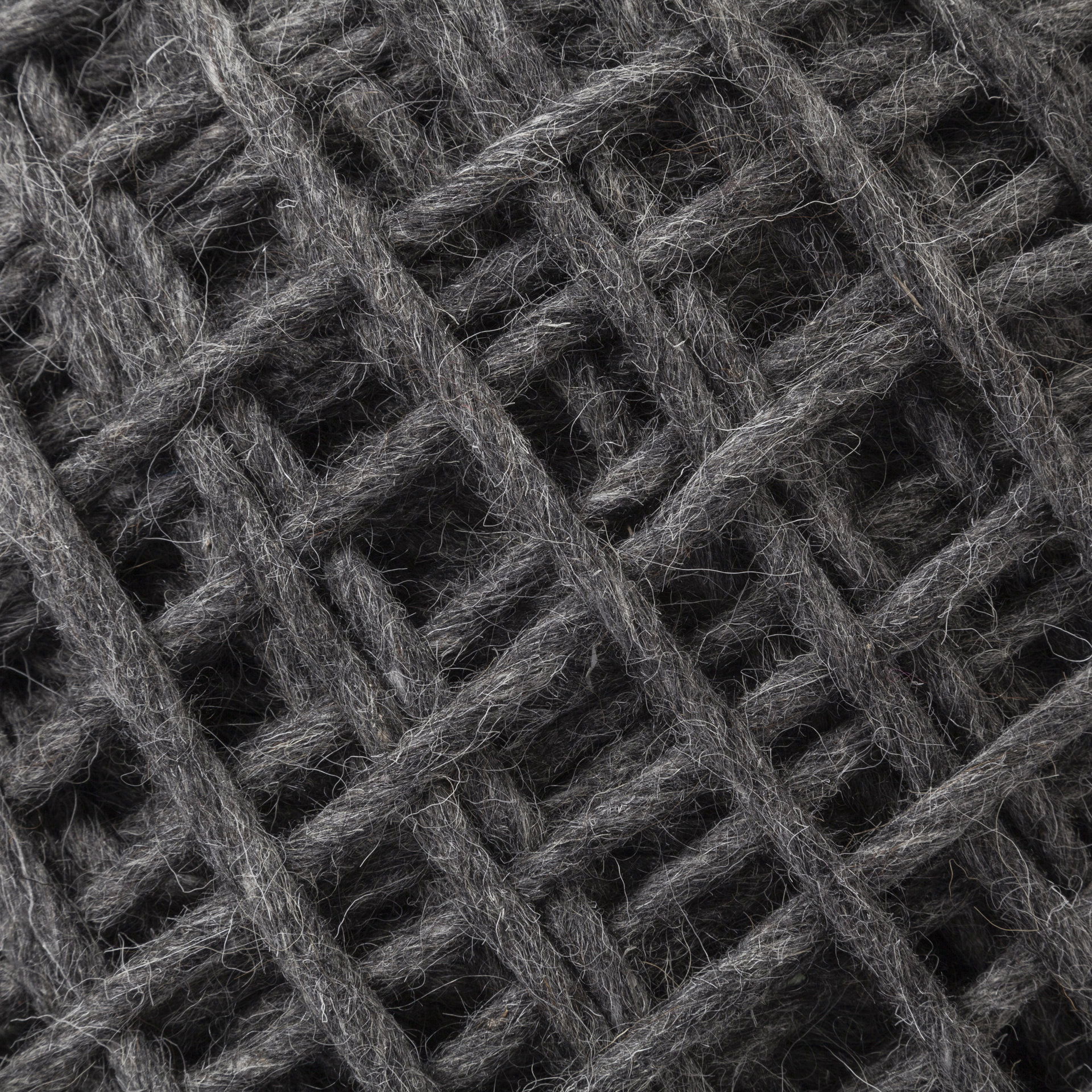 Allium Dark Gray Handwoven Wool Cylindrical Pouf, Ottoman by Mercana, 15.75" length x 15.75" width x 17.75" height View 8