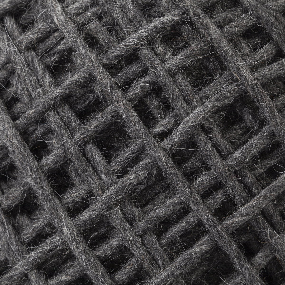 Allium Dark Gray Handwoven Wool Cylindrical Pouf, Ottoman by Mercana, 15.75" length x 15.75" width x 17.75" height View 8