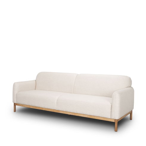 Hale Sofa with Medium Brown Wood and Oatmeal Fabric