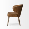 Niles 20' Seat Height Brown Faux Leather Seat with Brown Wooden Legs Wingback Dining Chair, by Mercana, 22.5" length x 24" width x 32" height thumbnail 4