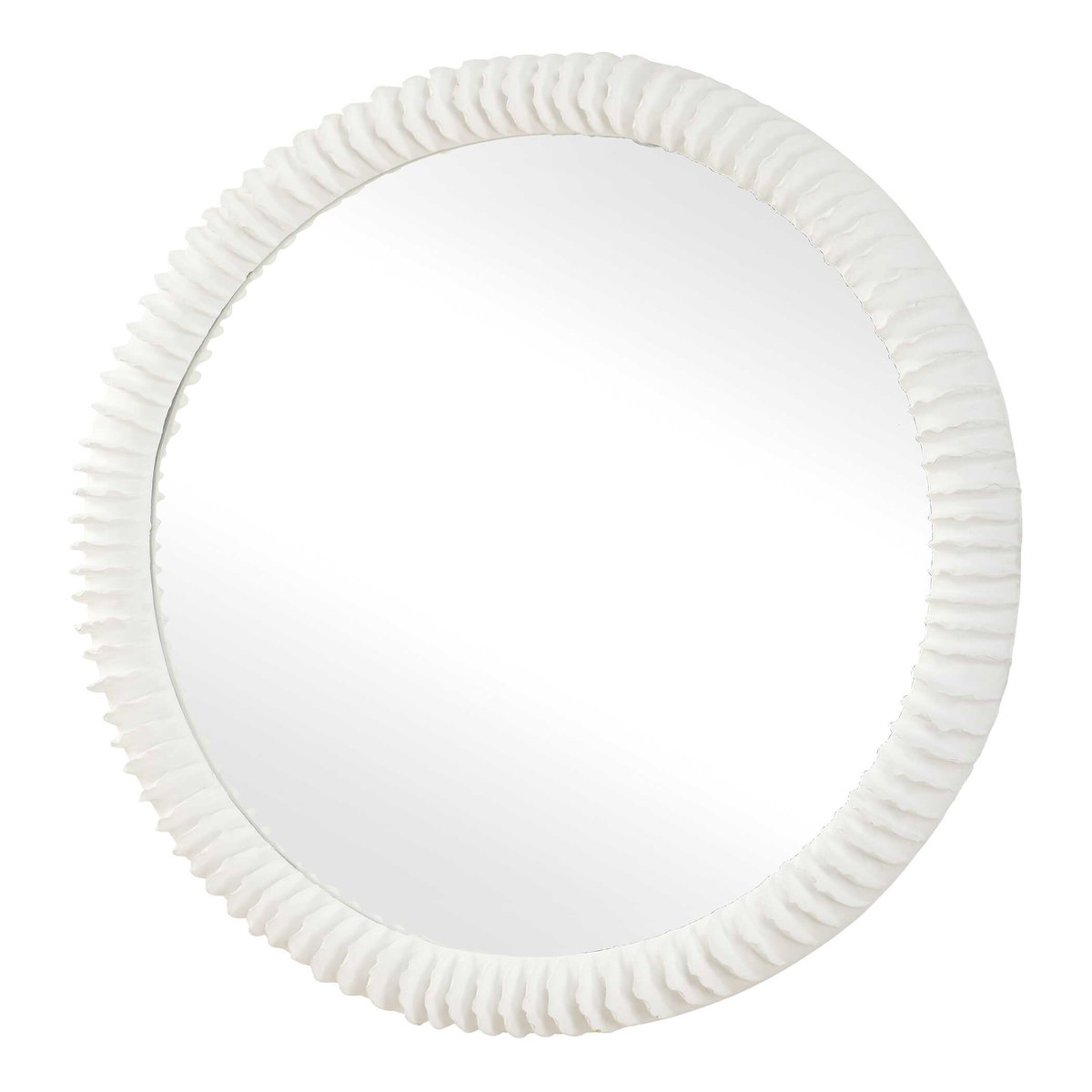 Akiko White Round Mirror, by Uttermost, 35.5" width x 35.5" height x 2.75" depth View 5