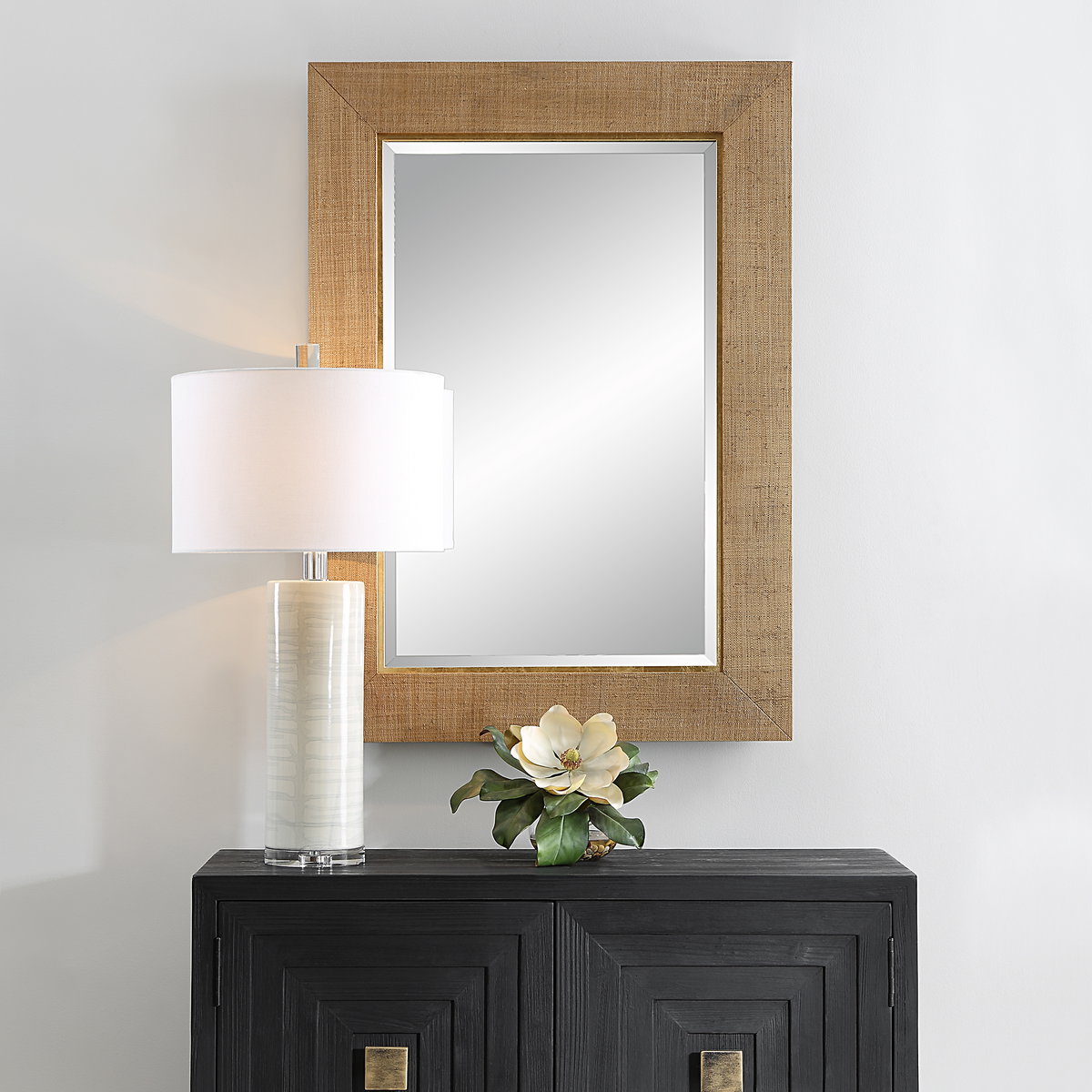 Bungalow Grass Cloth Mirror, by Uttermost, 2'8" width x 3'8.38" height x 1.5" depth View 2