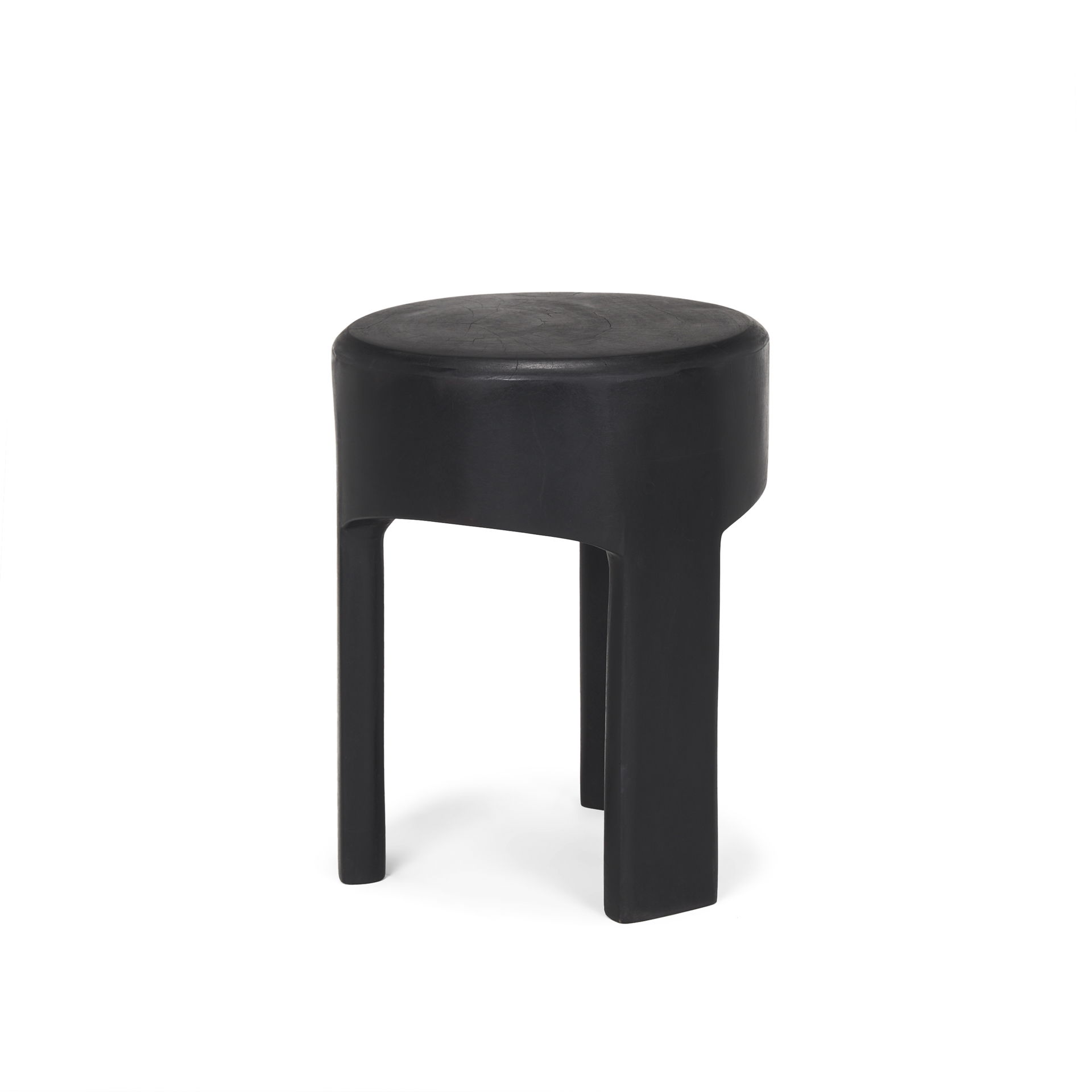Riya Solid Black Wooden Stool, Ottoman by Mercana, 15" length x 15" width x 19" height View 1