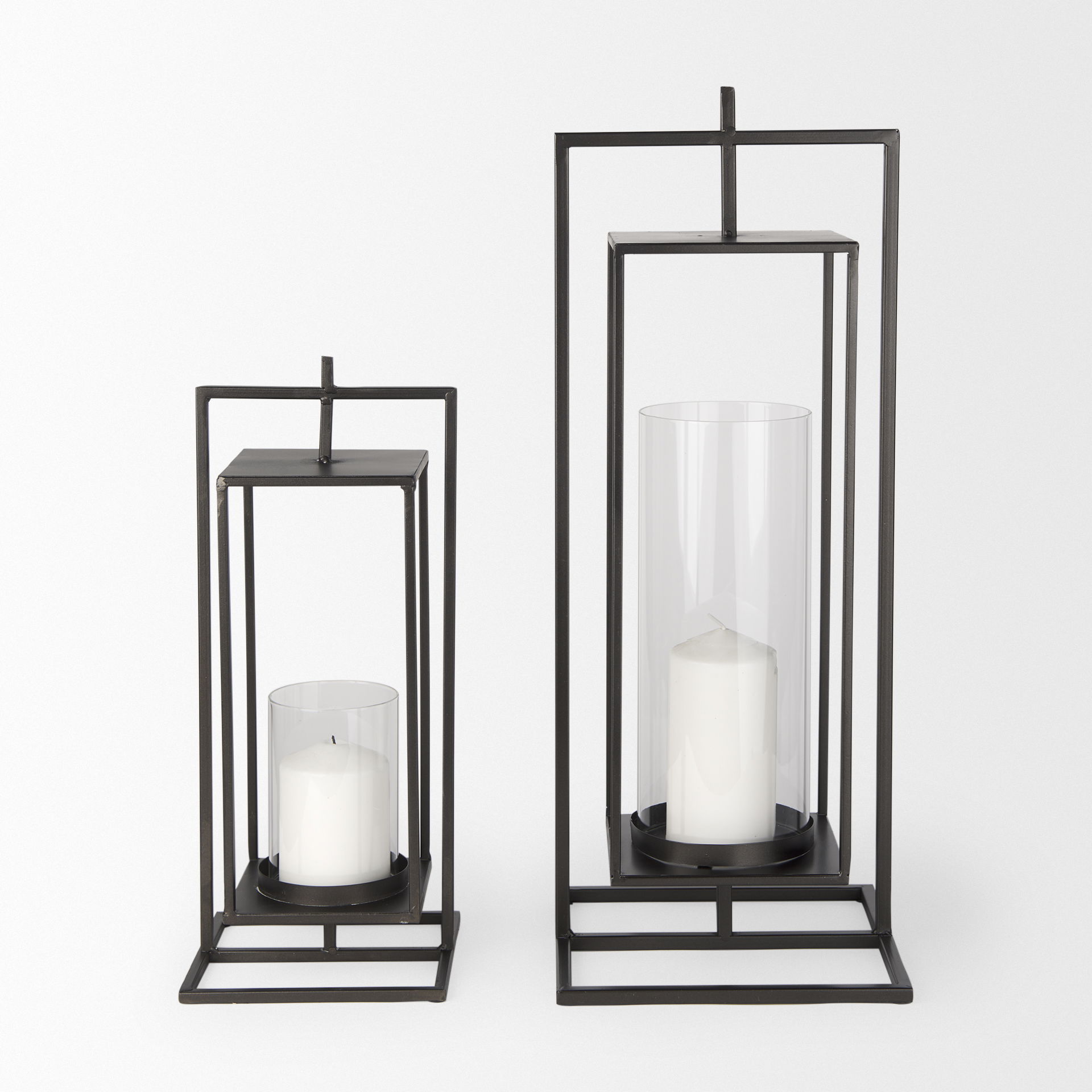 Albus II Small Black Metal Rectangular Table Candle Holder large image 