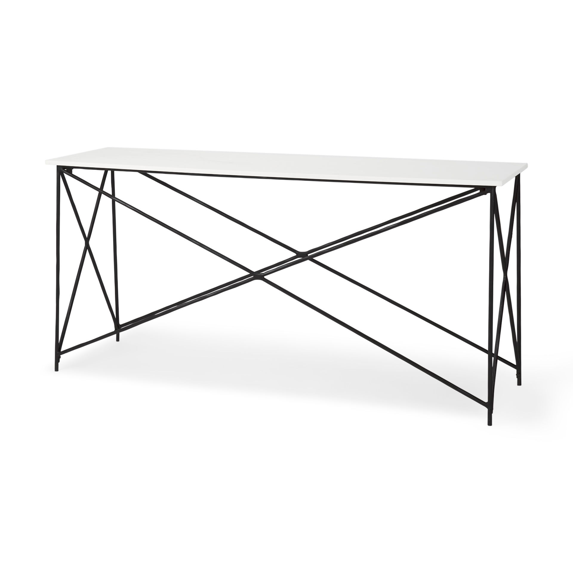 Lorlei Marble Top with Black Iron Base Console Table large image 