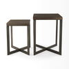 Faye (Set of 2) 19L x 19W x 26H Medium Brown Wood with Metal Base Accent Tables, Side & End Table by Mercana, 19" length x 19" width x 26" height thumbnail 8