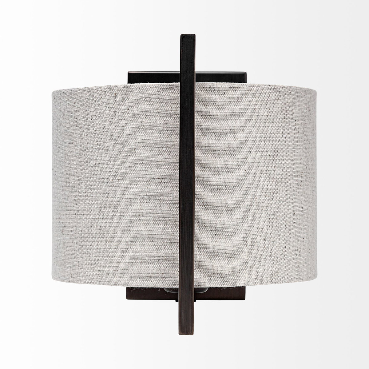 Smithe I 9x13 Black Toned Metal Cream Lampshade Wall Sconce, by Mercana, 9" length x 13" width x 9" height View 3