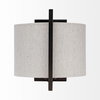 Smithe I 9x13 Black Toned Metal Cream Lampshade Wall Sconce, by Mercana, 9" length x 13" width x 9" height thumbnail 3