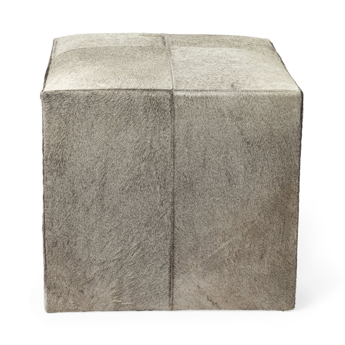 Zahavi I 20' Grey-toned hair-on-hide ottoman, by Mercana, 20" length x 20" width x 20" height View 7