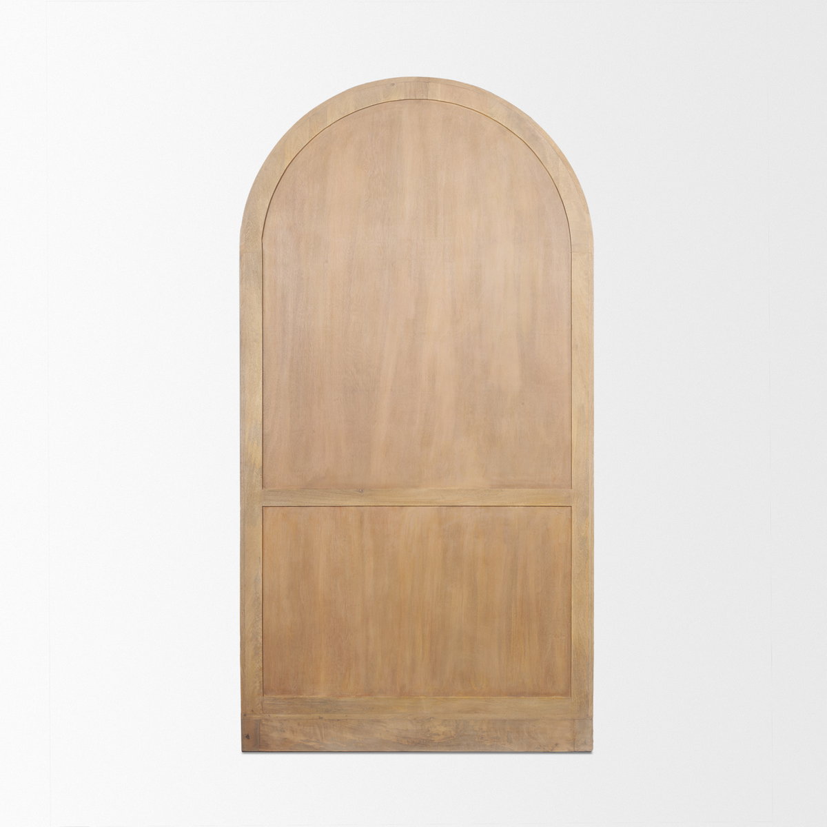 Suri Light Brown Wood with Glass Doors Arched Curio Cabinet, Cabinets & Sideboard by Mercana, 42" length x 18" width x 80" height View 7