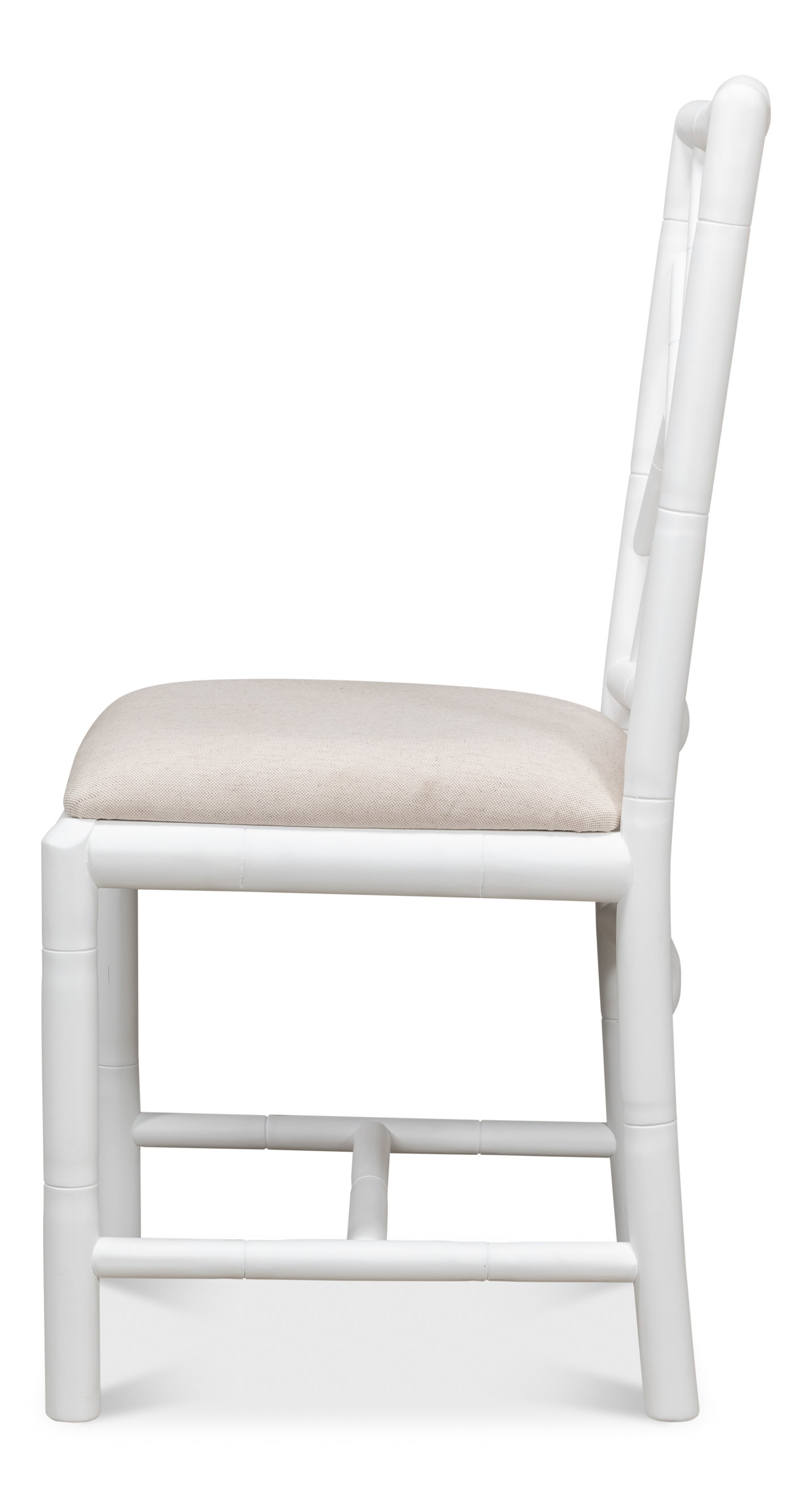 Brighton Bamboo Side Chair, White, Dining Chair by Sarreid, 17" length x 22" width x 39" height View 9