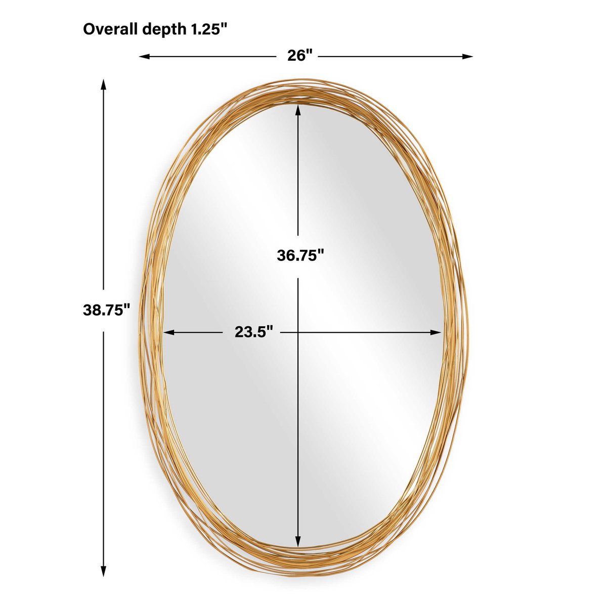 Gillian Oval Mirror, by Uttermost, 26" width x 38.75" height x 1.25" depth View 3