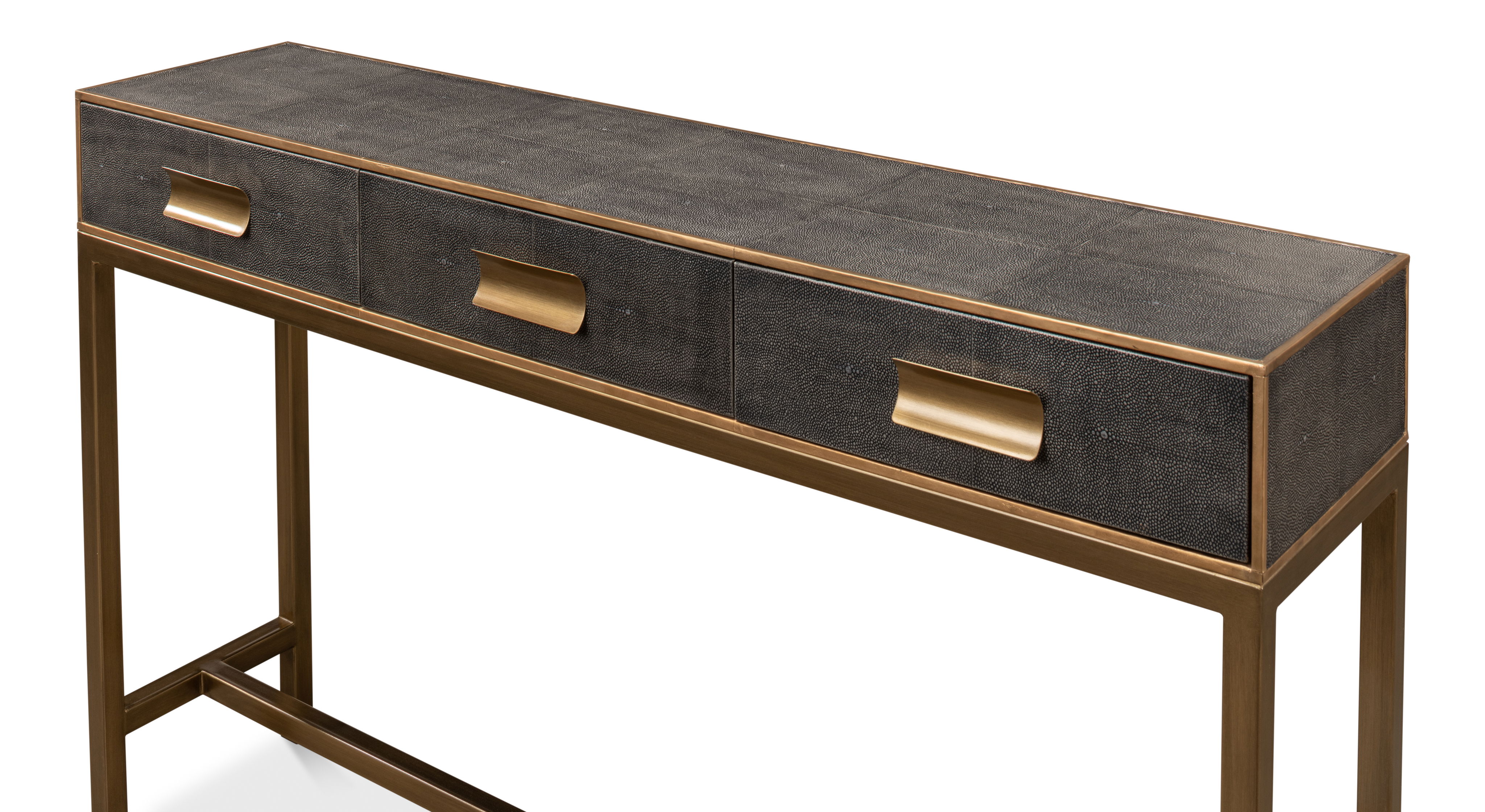 Gideon Shagreen Console Table, Ant.Grey, by Sarreid, 54" length x 12" width x 34" height View 10