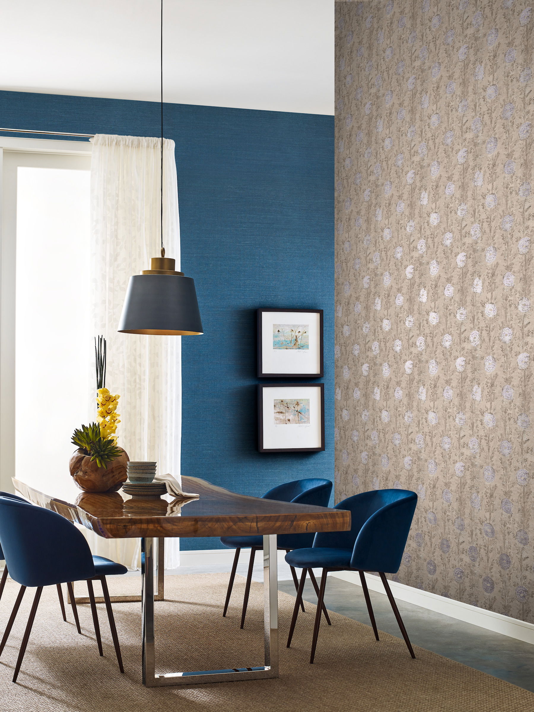 French Marigold Tan & Purple Wallpaper large image 