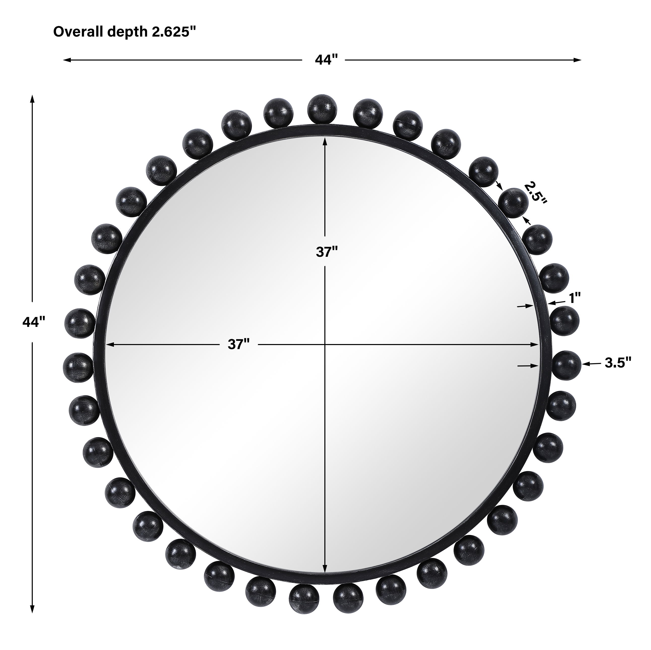 Cyra Black Round Mirror large image 