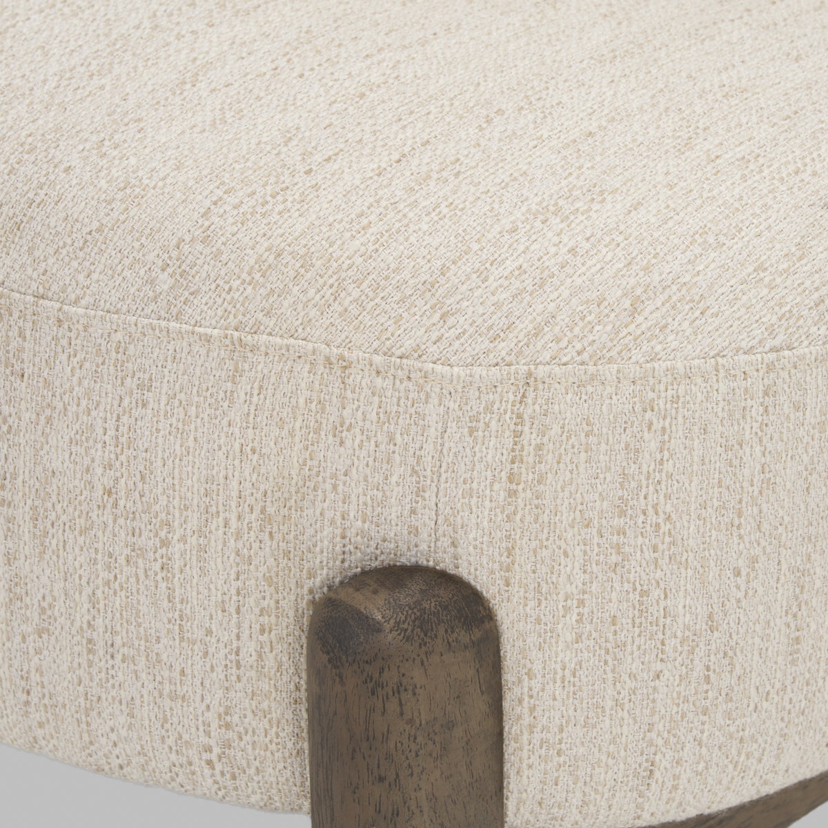 Vyra Dark Brown Wood with Cream Fabric Accent Chair, by Mercana, 26.97" length x 29.13" width x 27.55" height View 11