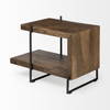 Maddox 30L x 18W x 22H Medium Brown Wood with Black Metal U-shaped End/Side Table, Side & End Table by Mercana, 30" length x 17.5" width x 22.5" height thumbnail 9