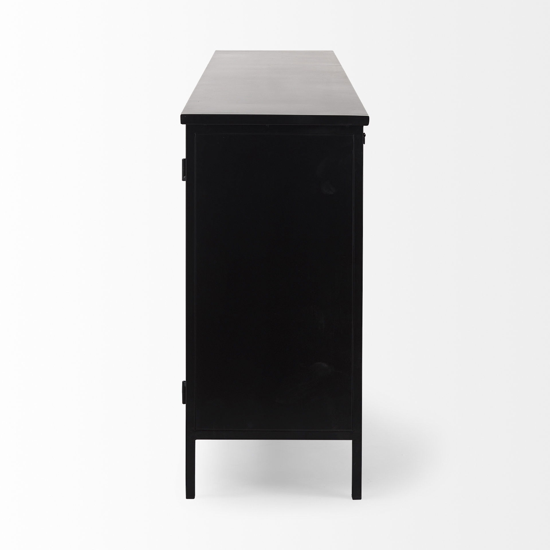 Aurelia  Black and White Metal Four Door Glass Cabinet, Sideboards & Buffet by Mercana, 79" length x 16" width x 33" height View 5
