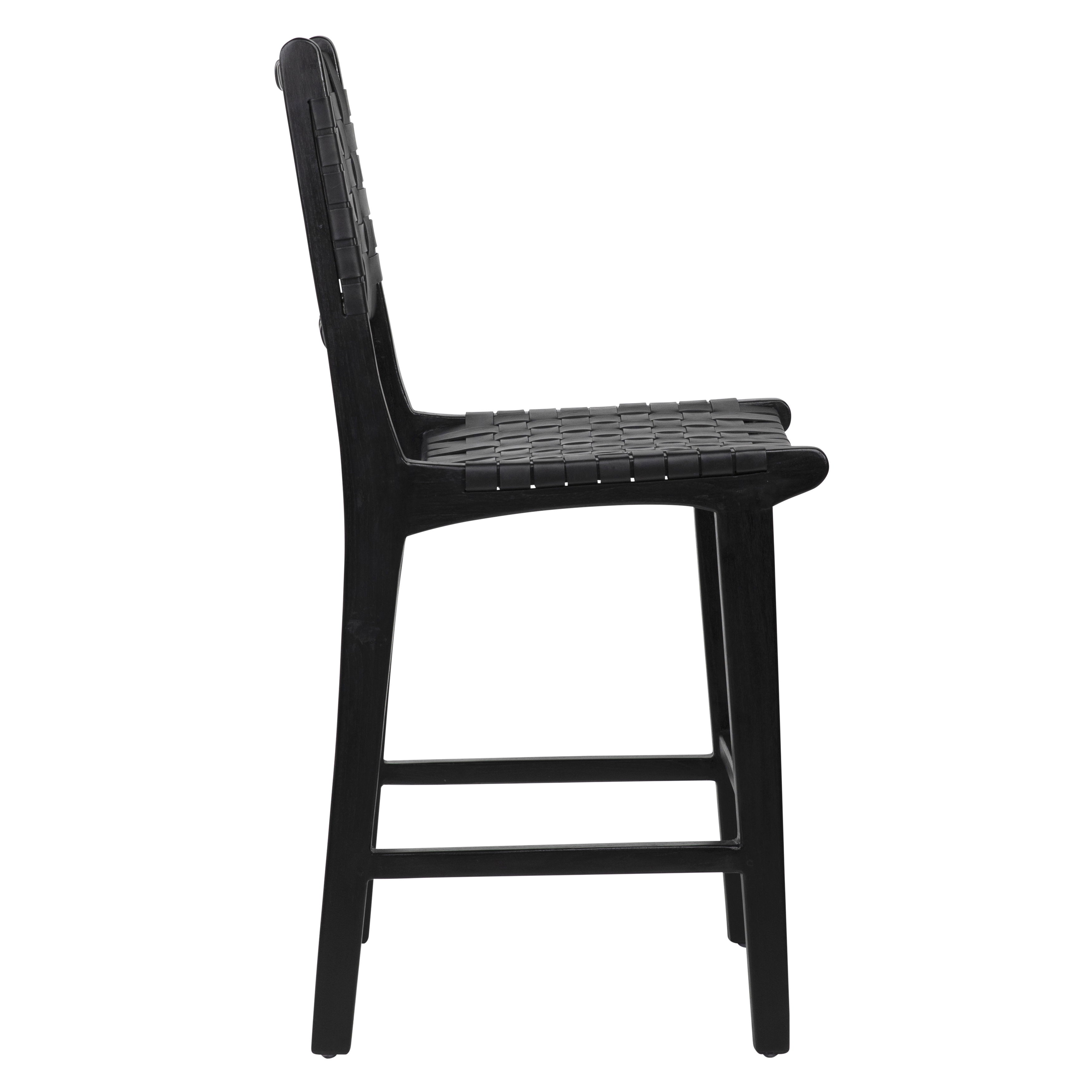 Dale Counter Stool Black Leather Black Frame, Counter & Bar Stool by Dovetail, 20" width x 41" height x 22.5" depth View 3