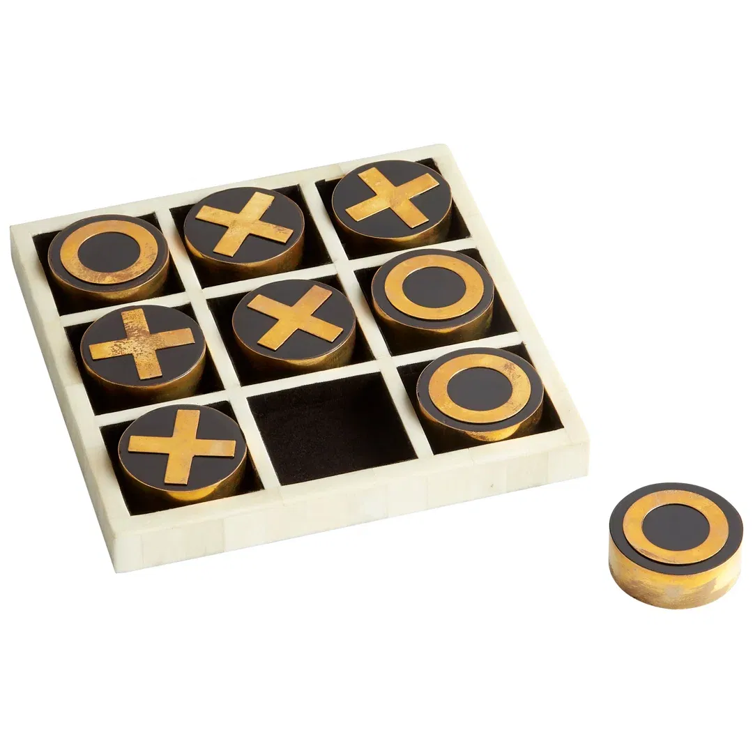 Noughts and Crosses Decorative Puzzle, Decorative Object by Cyan Design, 8" width x 1.5" height x 8" depth View 1