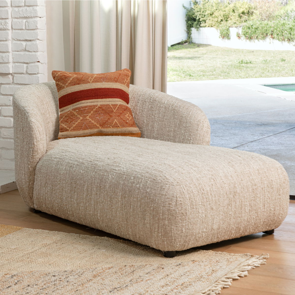 Romy Chaise Beige, Chaise Lounges & Daybed by Dovetail, 34" width x 29" height x 64.5" depth View 8