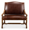 Italian Leather Settee, Seating by Sarreid, 45" length x 32" width x 47" height thumbnail 2