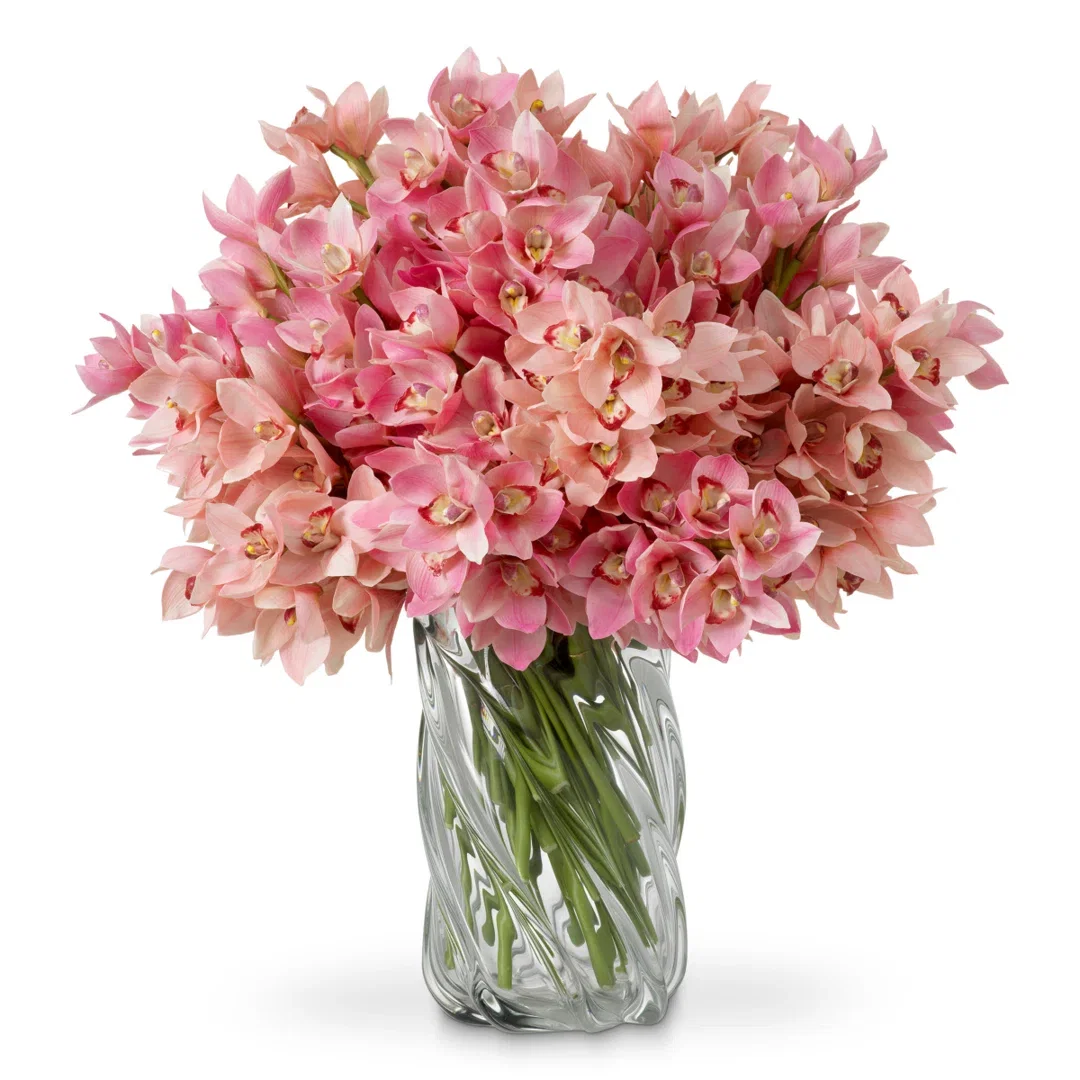 Bouquet Of Cymbidium Orchids Pink And Peach Tones Real Touch 36 Pcs/2Varieties, Artificial Plants & Flower by Eichholtz USA, 27.56" width x 19.5" height x 27.56" depth View 3