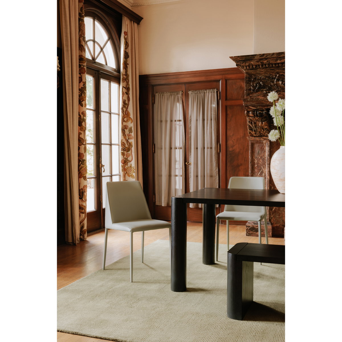 Post Small Dining Bench Black, Benche by Moe's Home, 62" width x 17" height x 16" depth View 6