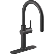 Online Designer Kitchen K-22972-BL Kohler Crue Single Handle Pull Down Kitchen Faucet with Three-Function Pull Down Sprayer