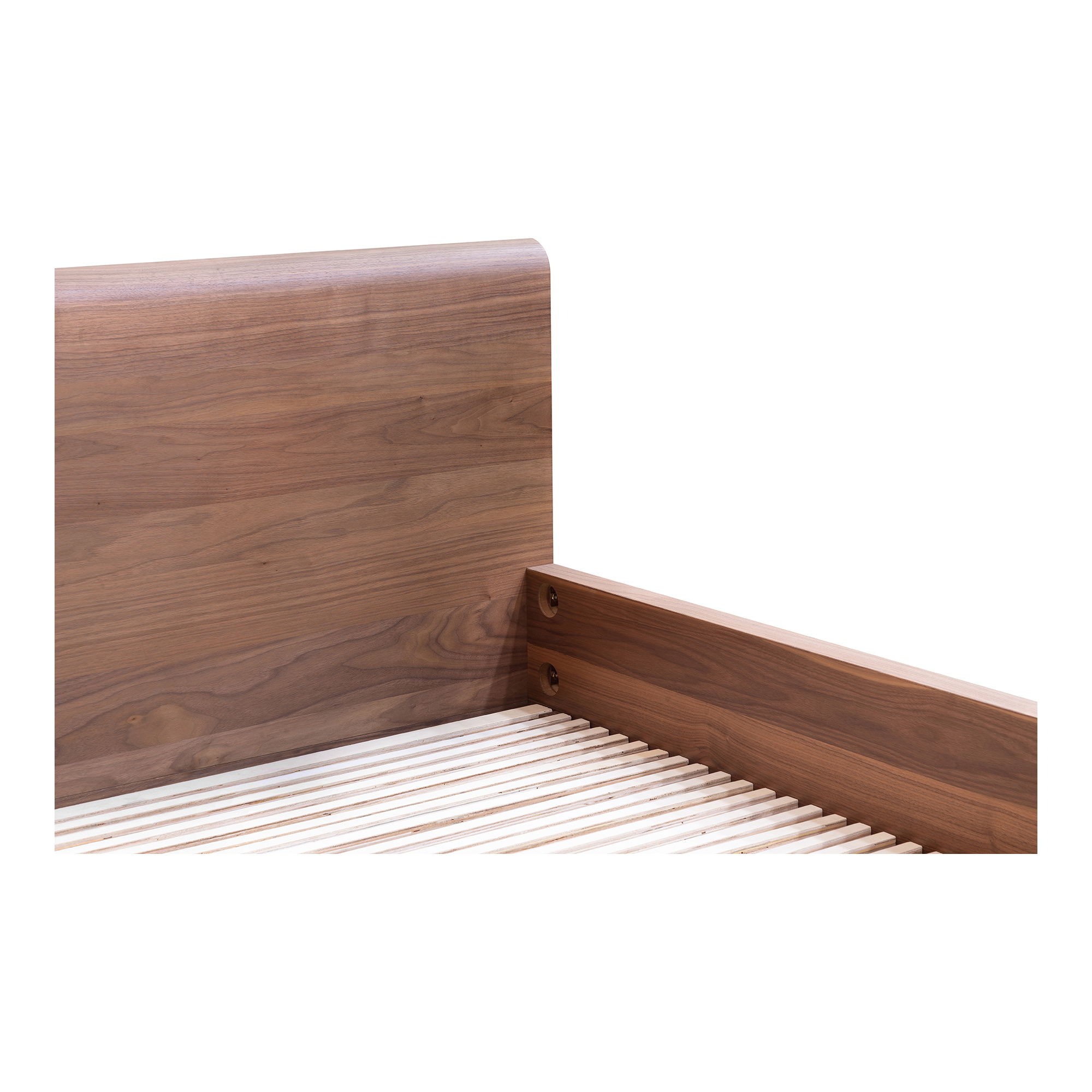 Round Off Queen Bed Walnut Brown, by Moe's Home, 64" width x 30" height x 84" depth View 6