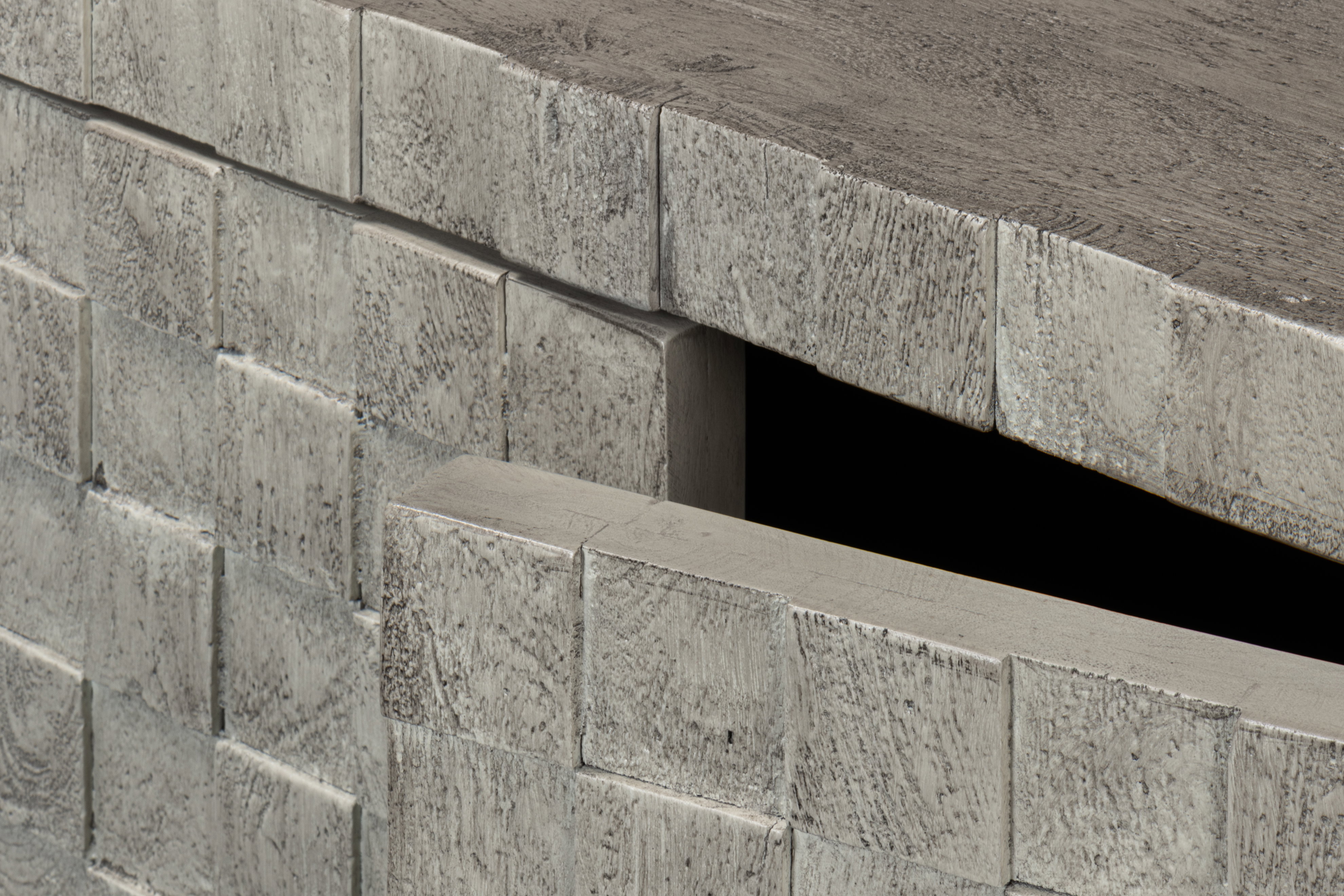 Cubist Four Door Sideboard, Cabinets & Sideboard by Sarreid, 79" length x 20" width x 34" height View 5