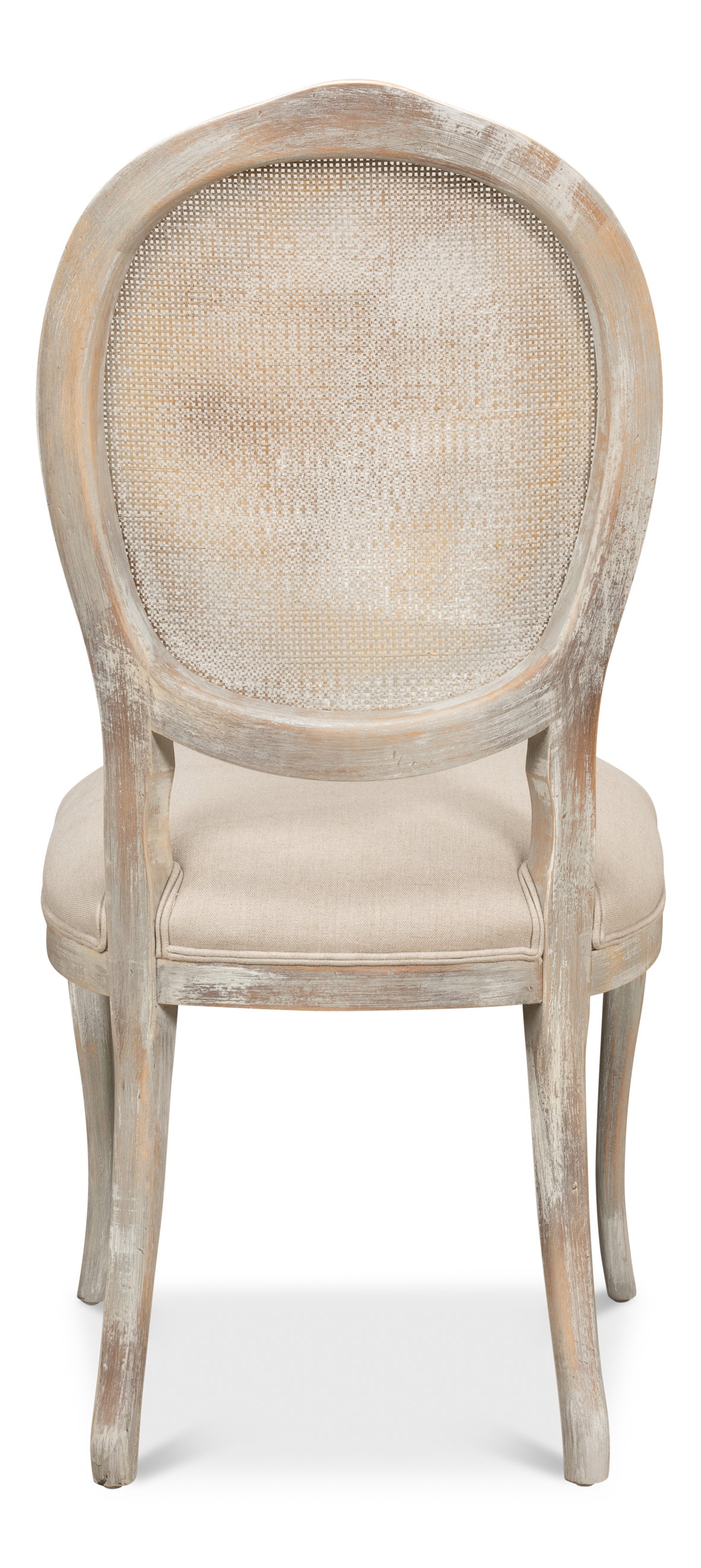 Oval Cane Back S/Chair  Grey Oak  Flax, by Sarreid, 2' length x 1'9" width x 3'5" height View 10