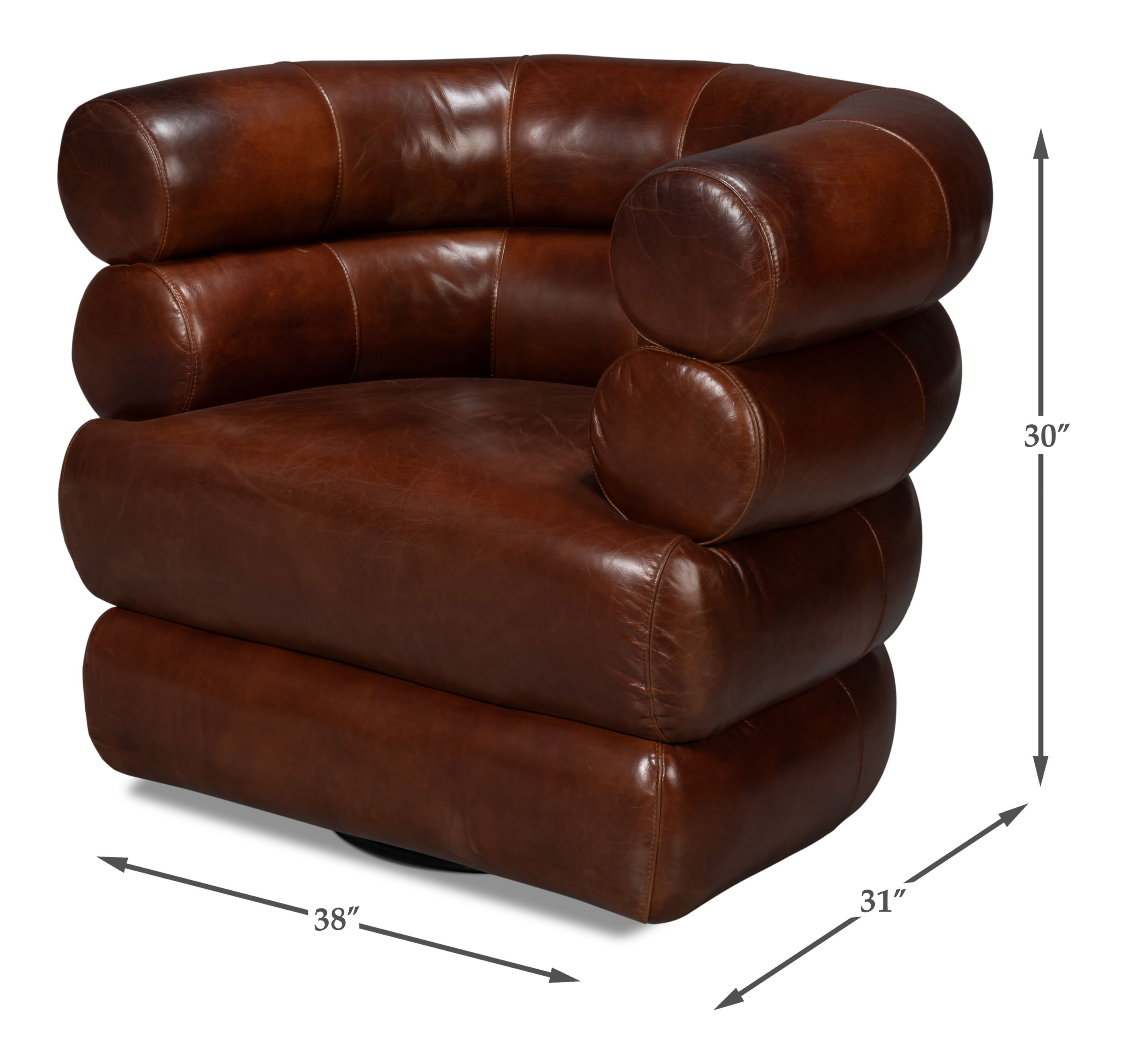 Rondo Leather Swivel Chair Brown large image 