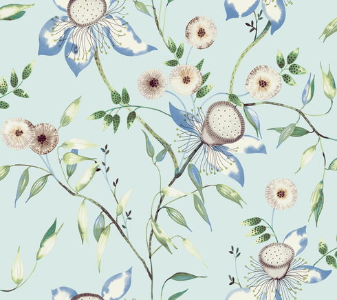 Dream Blossom Light Blue Wallpaper