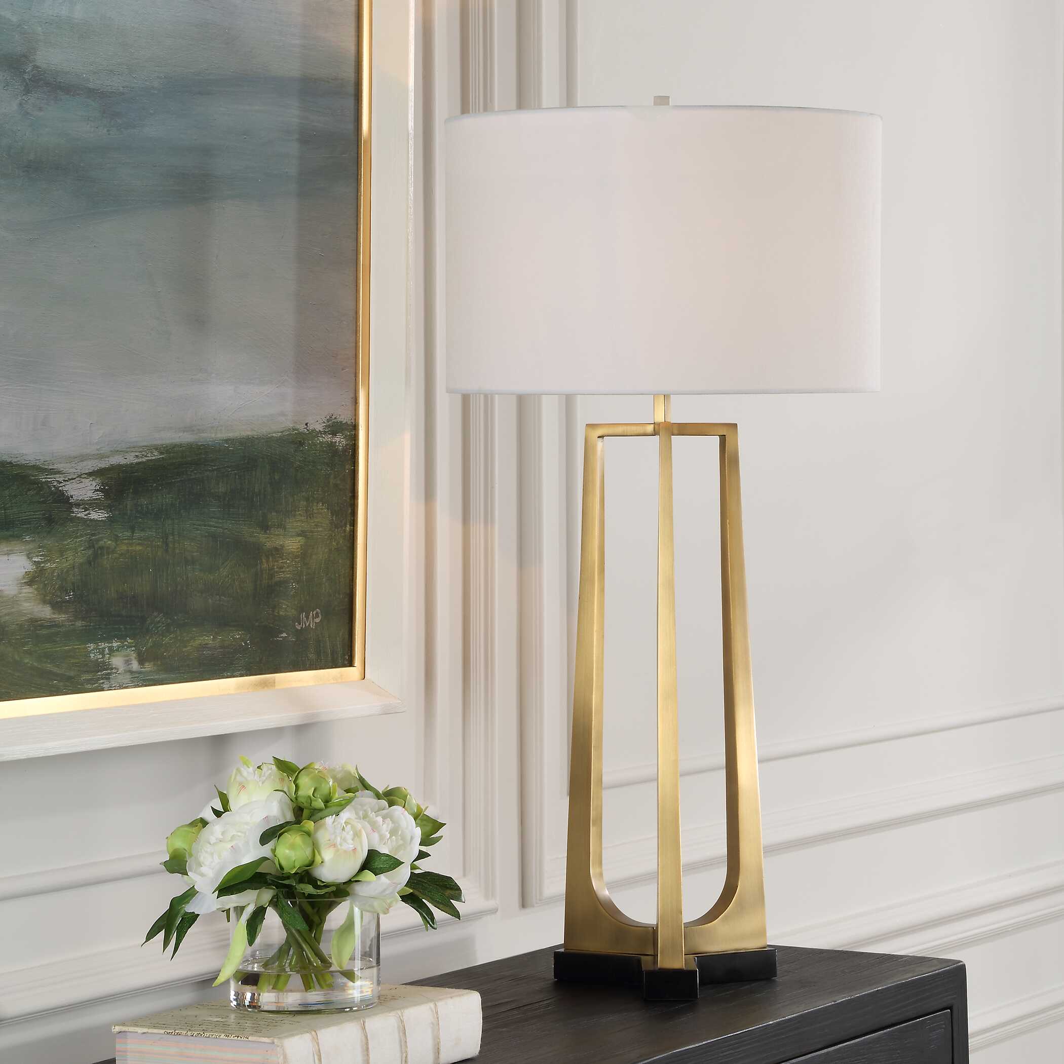 Crossroads Brass Table Lamp, by Uttermost, 16" width x 32.5" height x 16" depth View 2