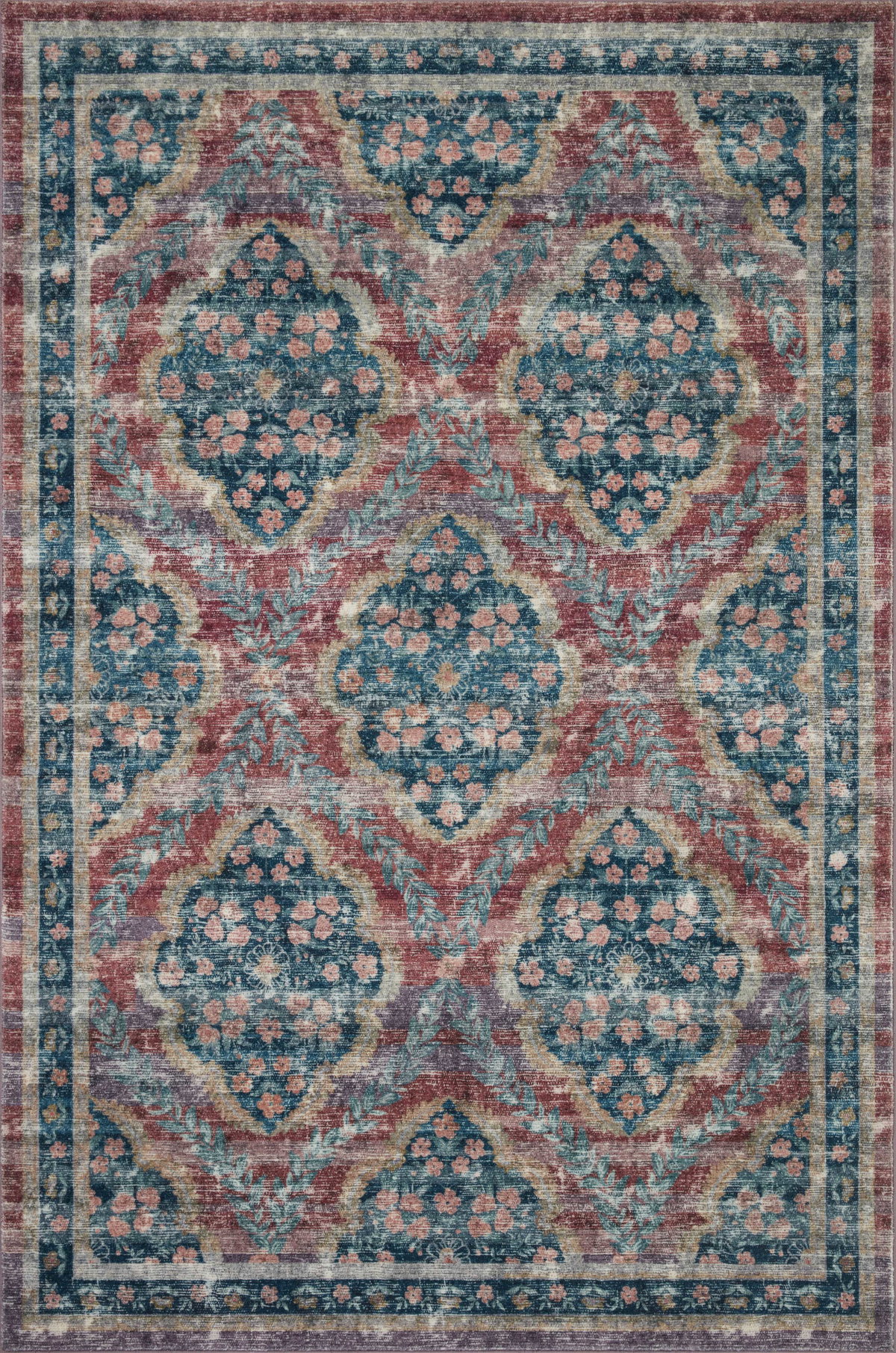 Rifle Paper Co. x Loloi Courtyard Rug, 1'6" length x 1'6" width View 1