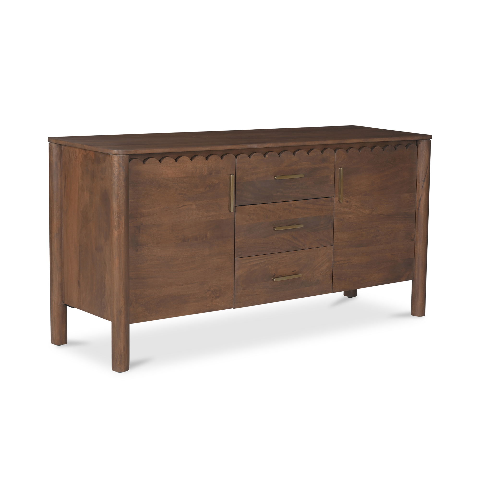 Wiley 3 Drawer Sideboard Vintage Brown, Cabinets & Sideboard by Moe's Home, 60" width x 30" height x 19" depth View 2
