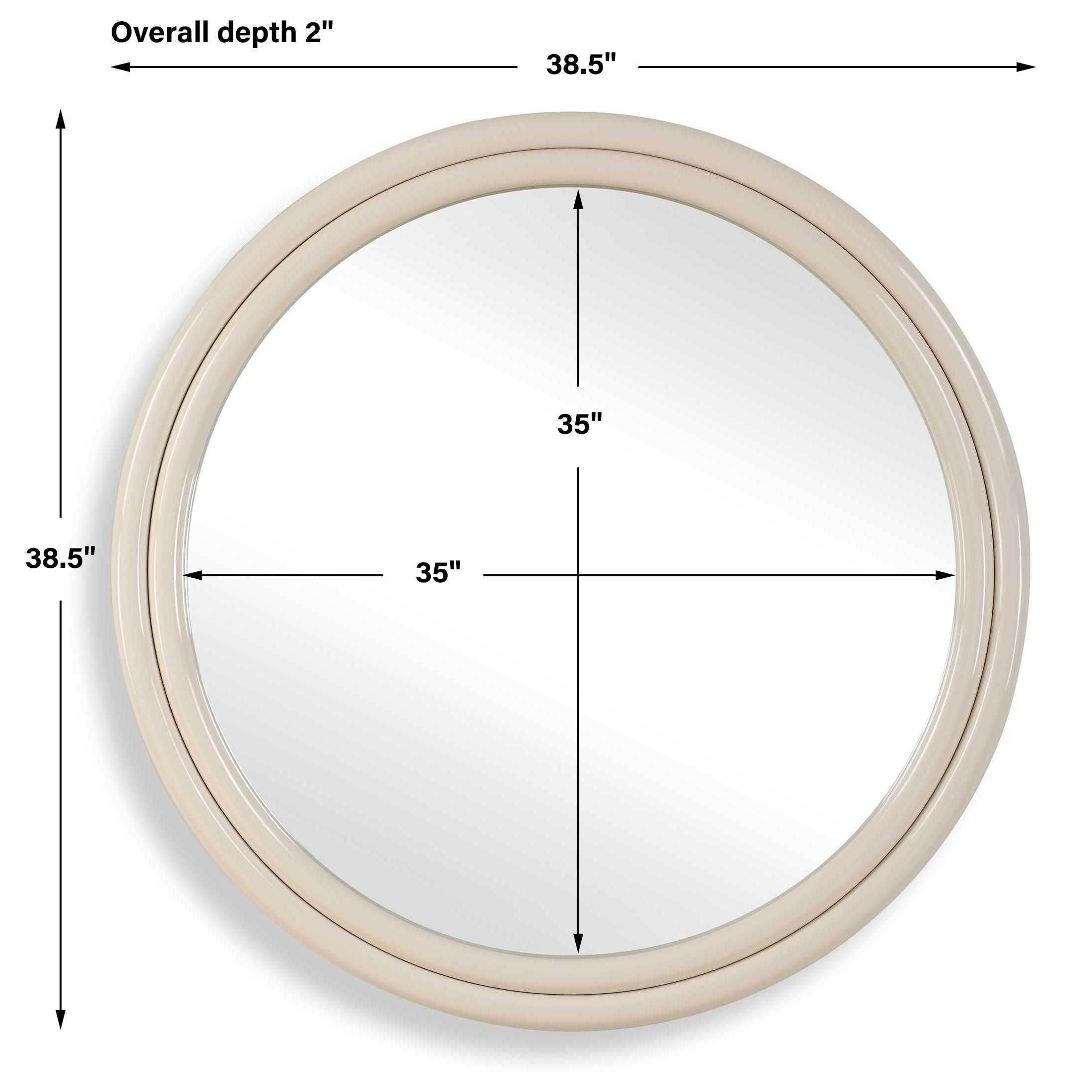 Florian Warm White Round Mirror, by Uttermost, 38.5" width x 38.5" height x 2" depth View 3