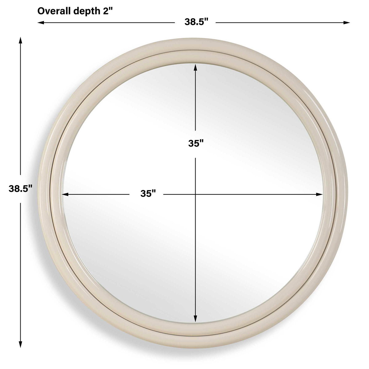 Florian Warm White Round Mirror, by Uttermost, 38.5" width x 38.5" height x 2" depth View 3
