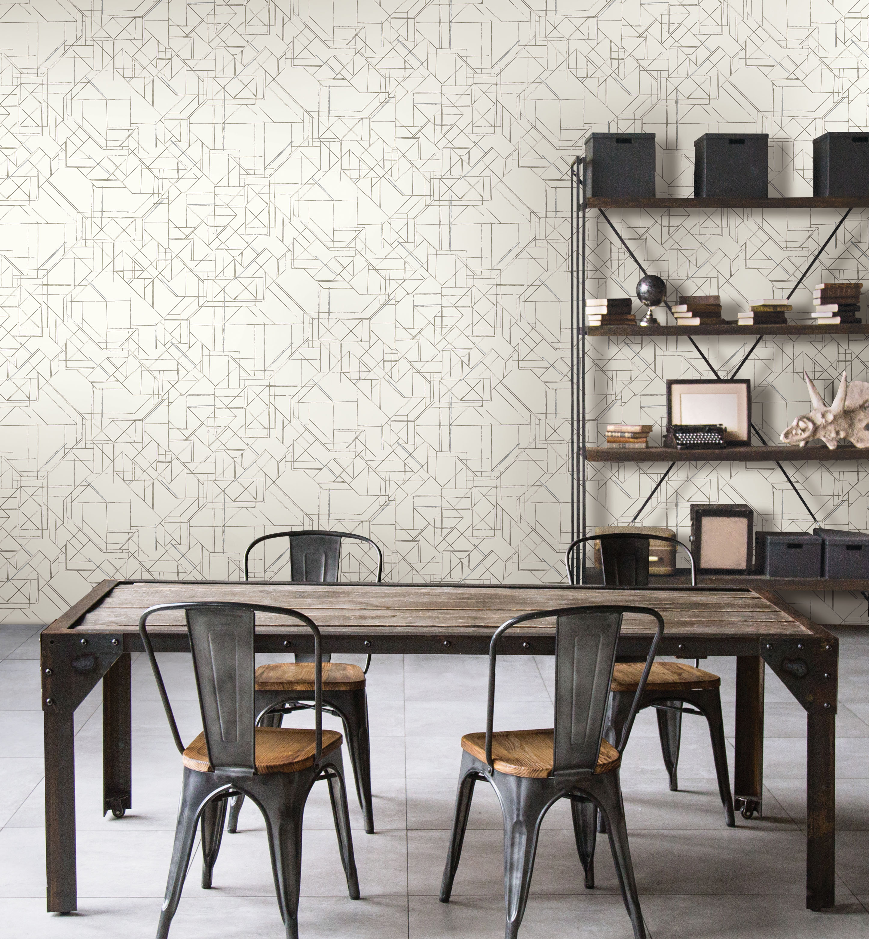Prism Schematics Grey Peel & Stick Wallpaper, by York Wall, 20' length x 2'3" width x 0.02" depth View 2