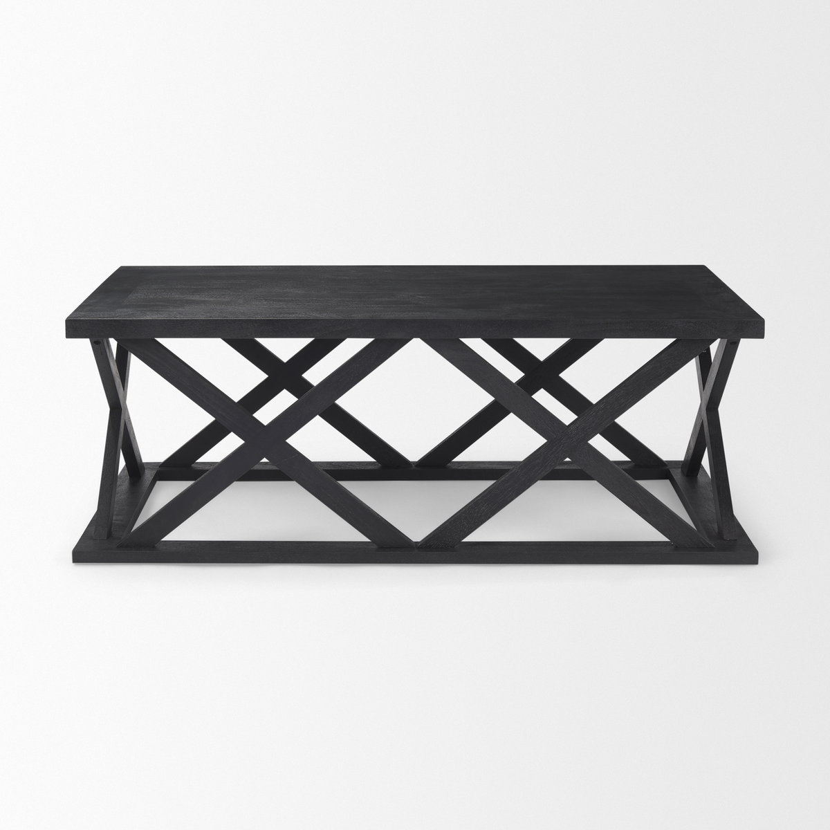 Forsey  Black Wood Rectangular Coffee Table, by Mercana, 48" length x 28" width x 17.5" height View 3