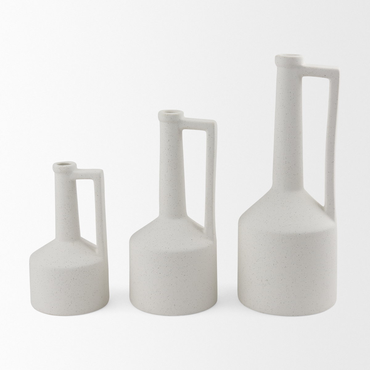 Burton 10.8H Small White Ceramic Jug Vase, by Mercana, 4.92" length x 4.92" width x 9.25" height View 13