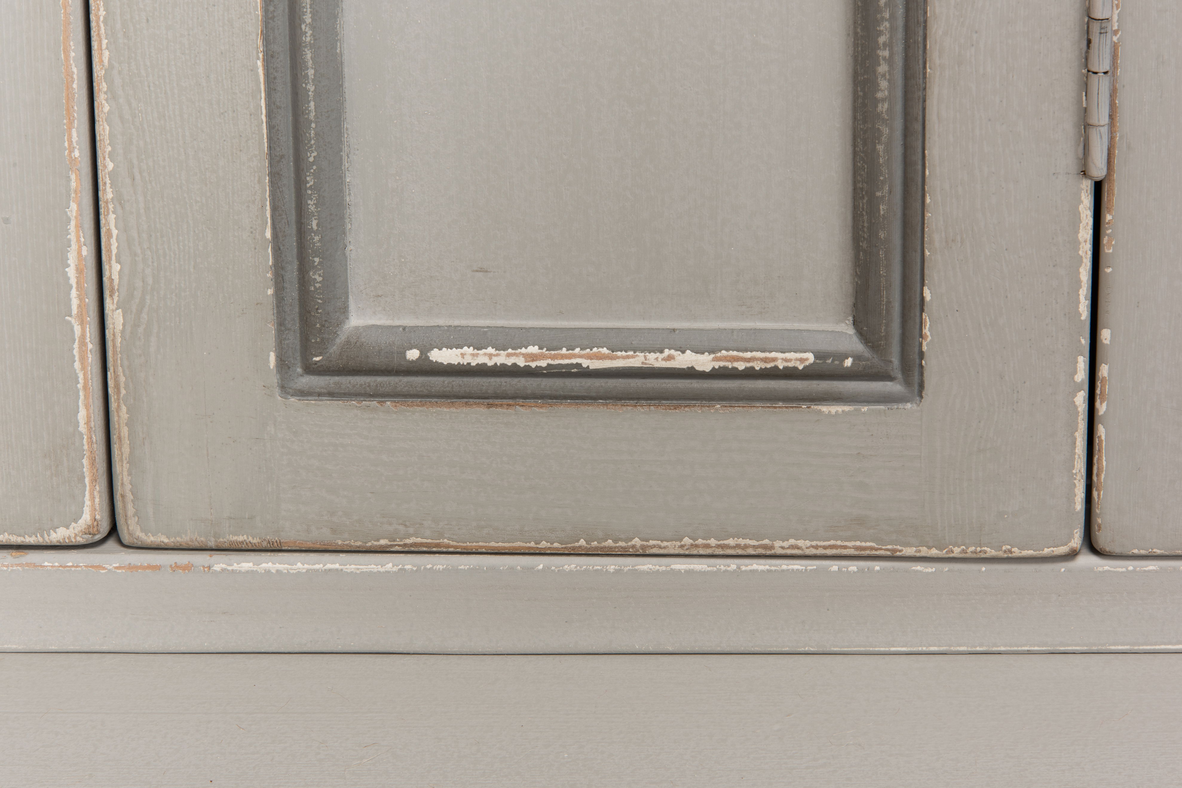 *Painted Directoire Style Cupboard, Shelving & Bookcase by Sarreid, 54" length x 17" width x 89" height View 7