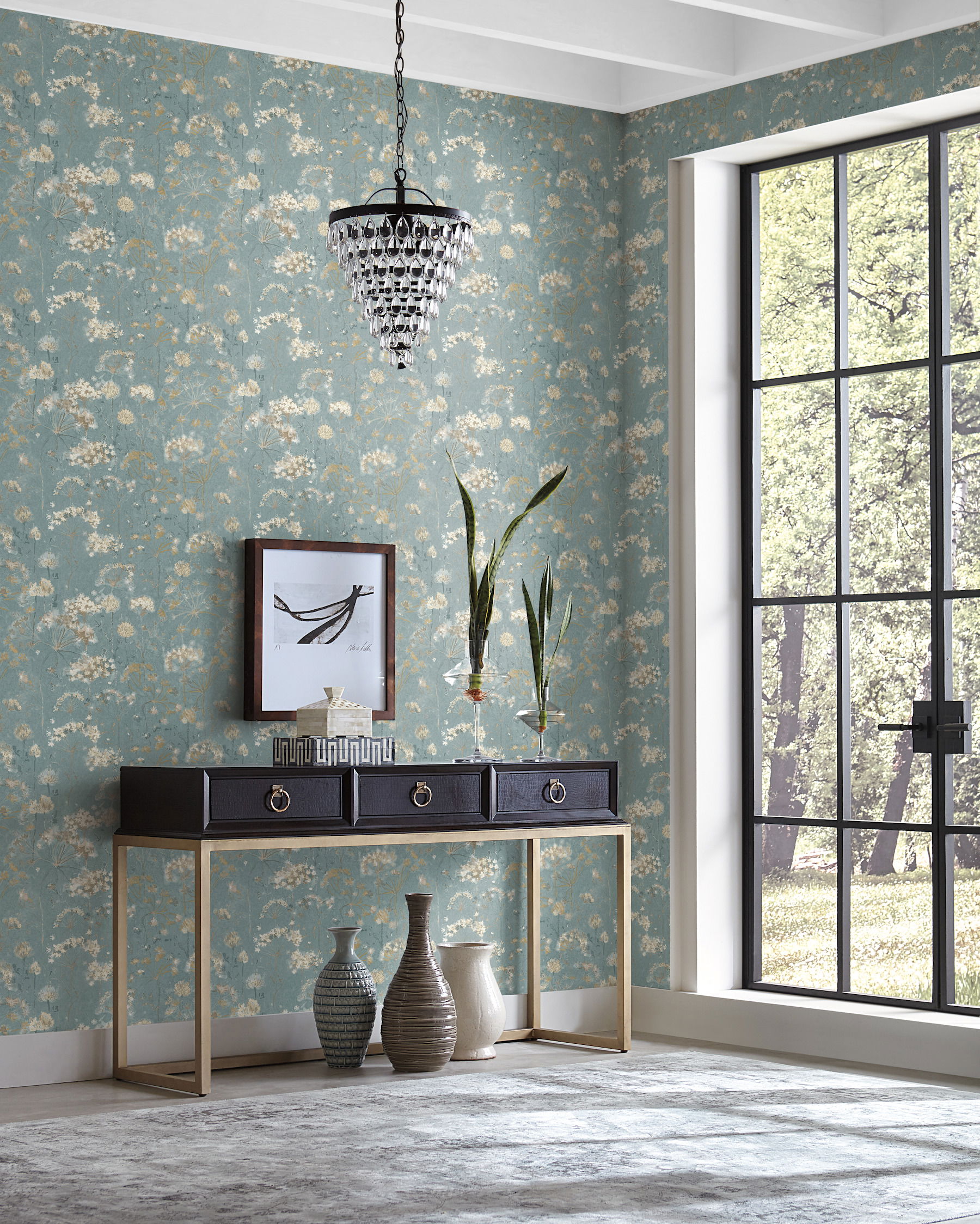 Botanical Fantasy Blue Wallpaper large image 