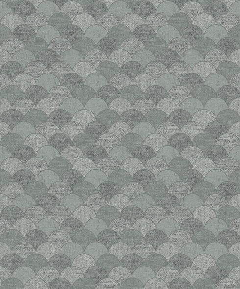 Mermaid Scales Grey & Silver Wallpaper