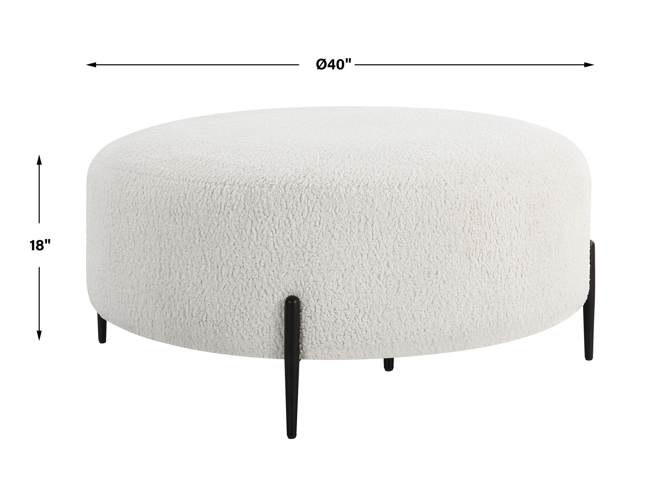 Arles Large Plush White Ottoman, Furniture by Uttermost, 40" width x 18" height x 40" depth View 3