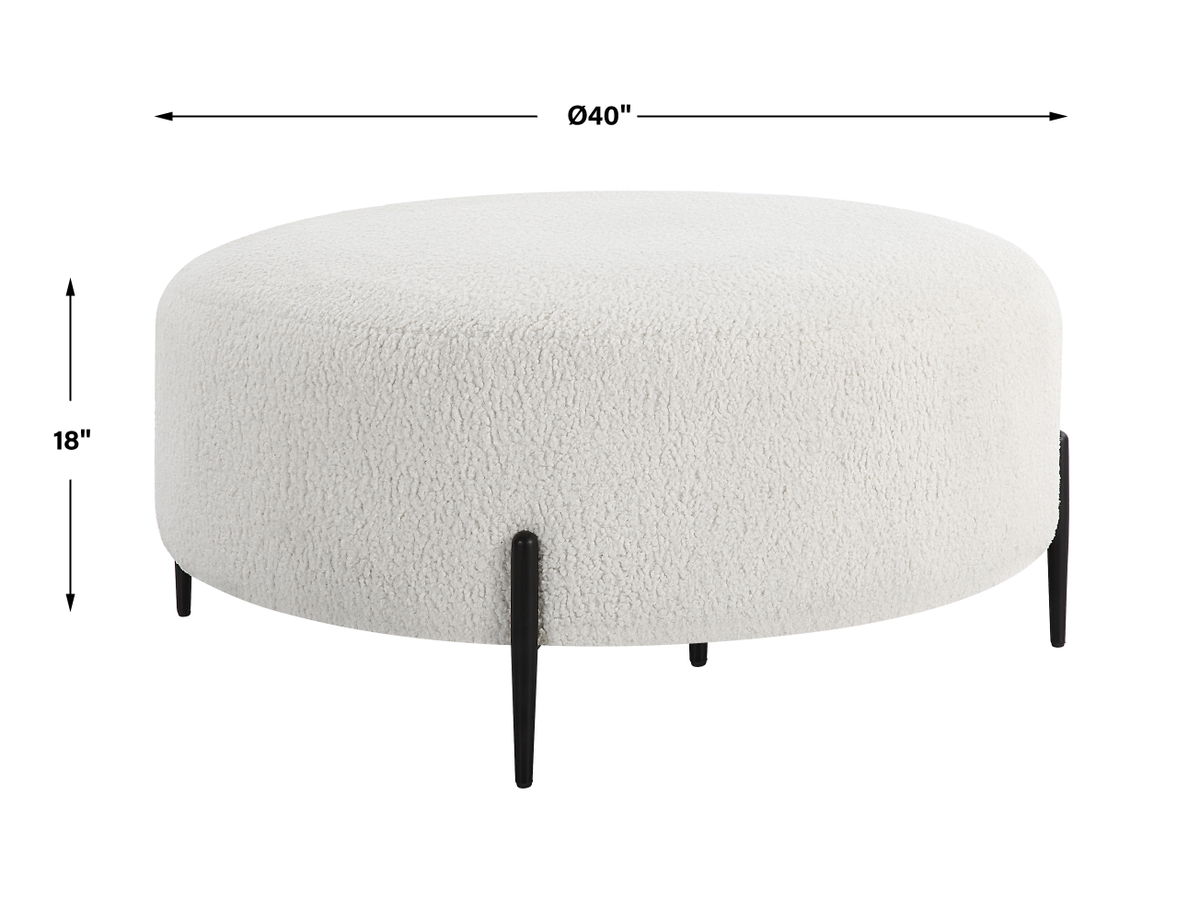 Arles Large Plush White Ottoman, by Uttermost, 40" width x 18" height x 40" depth View 3