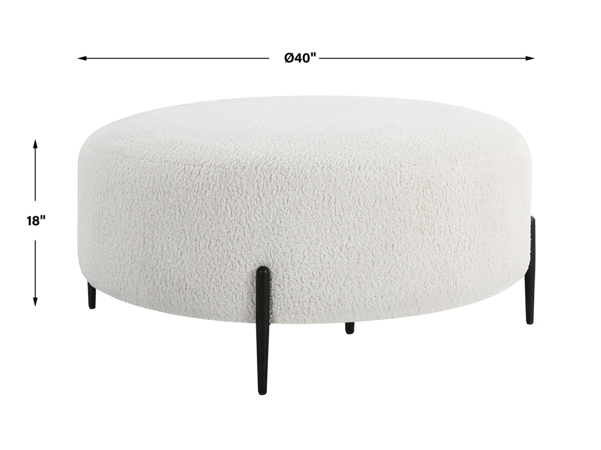 Arles Large Plush White Ottoman, by Uttermost, 40" width x 18" height x 40" depth View 3